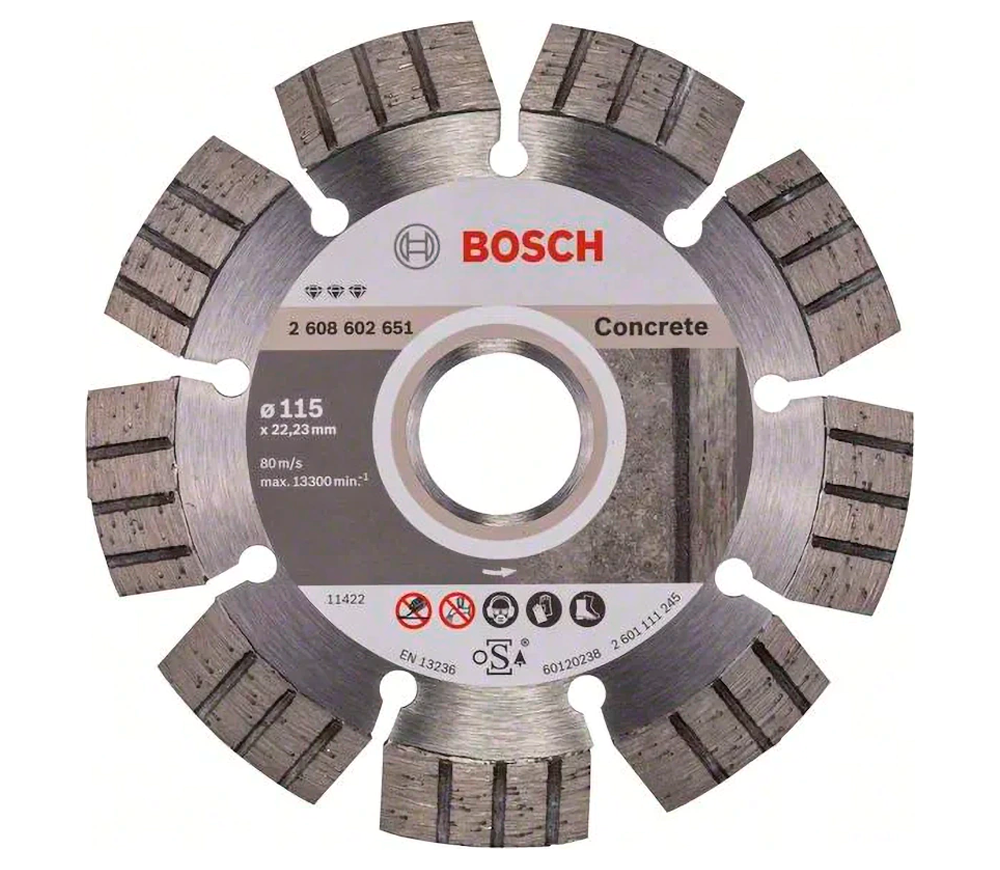 Disc de tăiat cu diamant BOSCH Best for Concrete 2608602651 115mm Segmentat Beton/Piatră/Cărămidă
