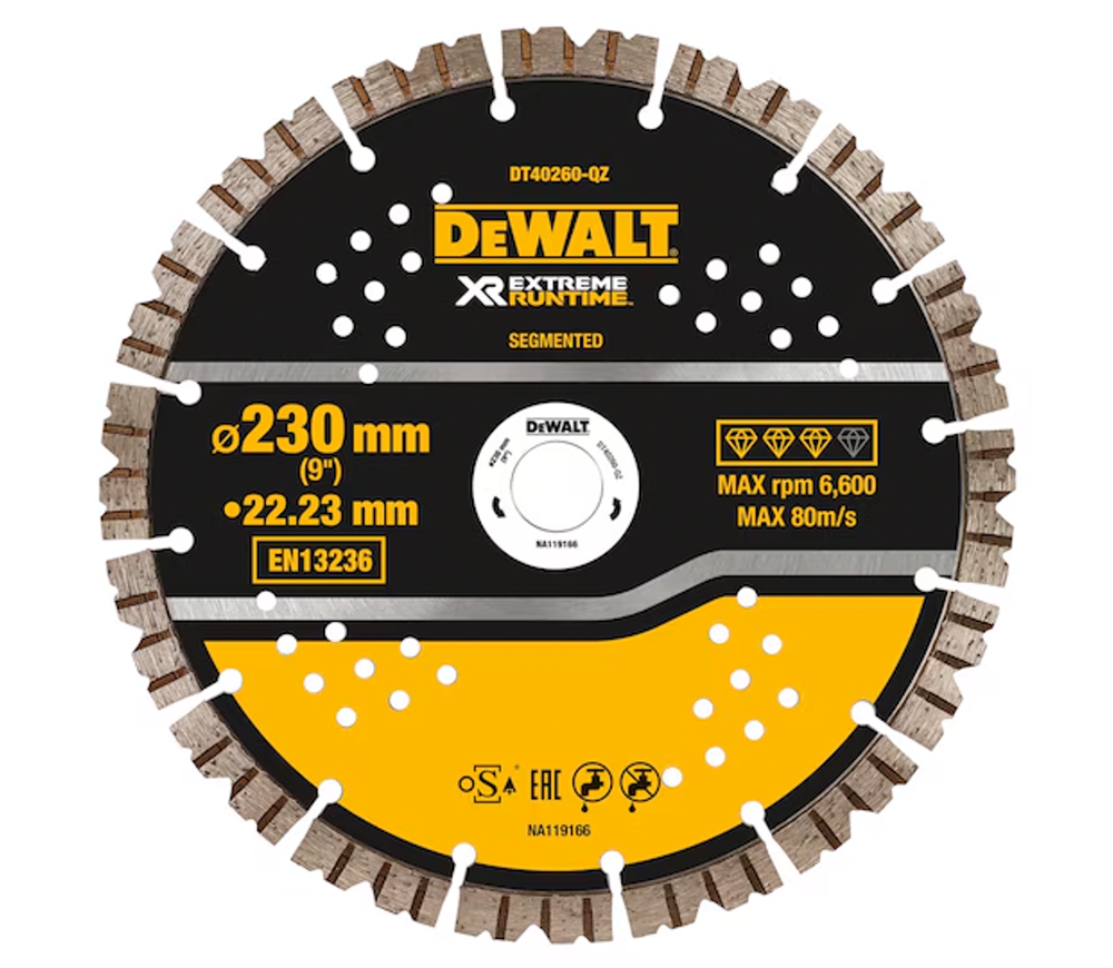 Disc de tăiat cu diamant DEWALT DT40260-QZ 230mm Segmentat Beton/Piatră/Cărămidă