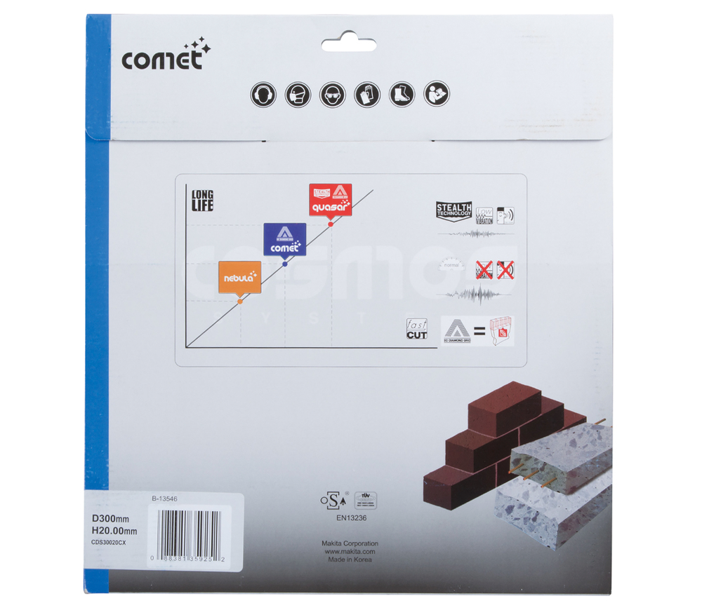 Disc de tăiat cu diamant MAKITA COMET B-13546 300mm Segmentat Beton/Piatră/Cărămidă-4