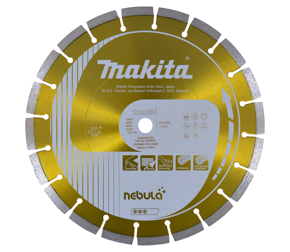 Disc de tăiat cu diamant MAKITA Nebula B-54031 300mm Segmentat Beton