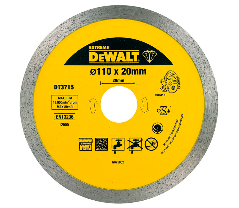 Disc de tăiat cu diamant DEWALT DT3715 110mm Solid Marmura/Granit