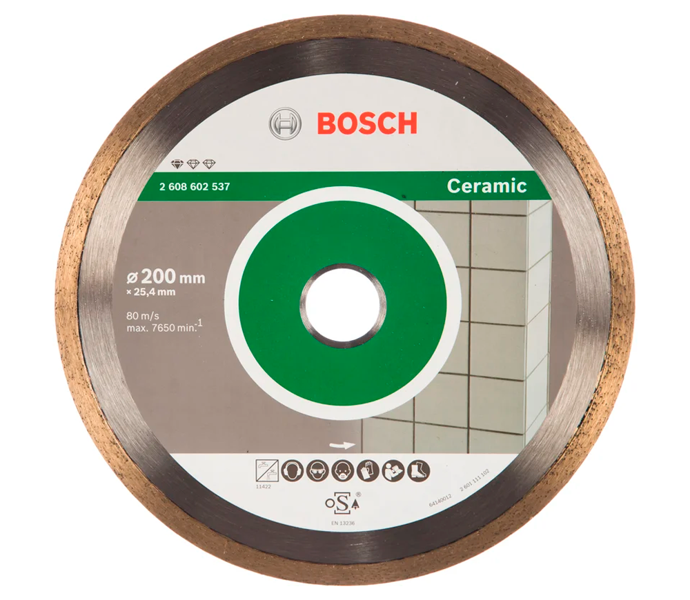 Disc de tăiat cu diamant BOSCH Professional for Ceramic 2608602537 200mm Solid Ceramică