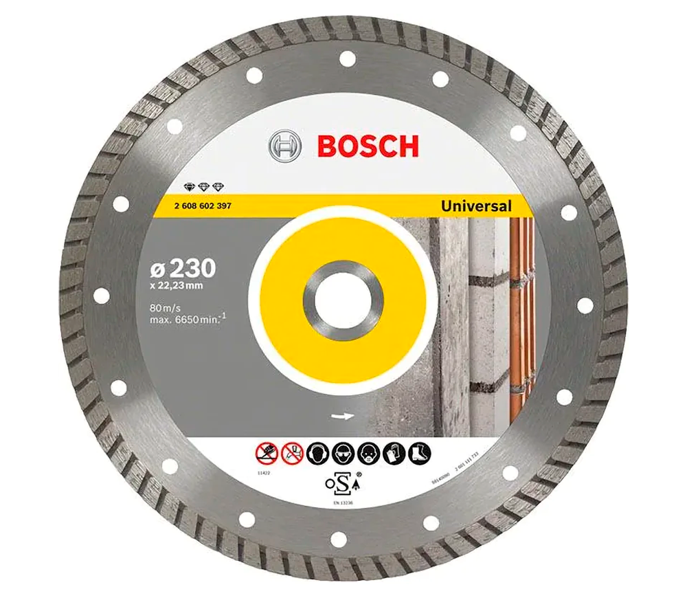 Disc de tăiat cu diamant BOSCH Universal  2608602397 230mm Turbo Beton/Piatră/Cărămidă