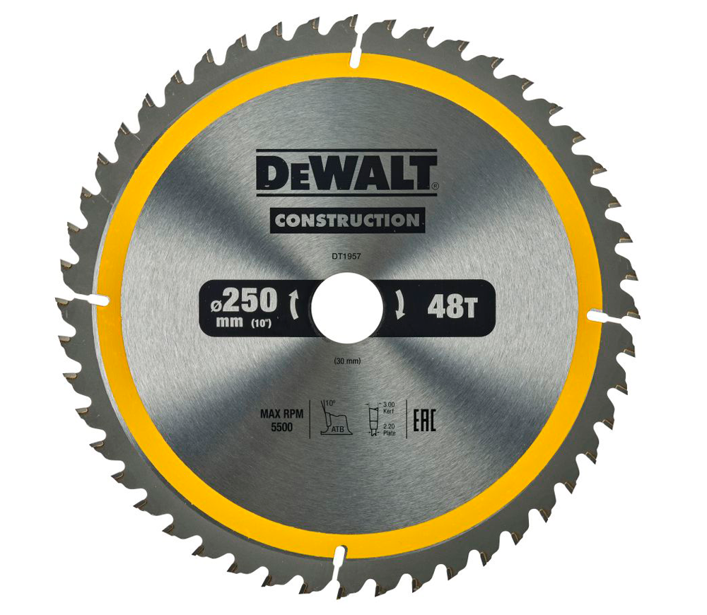 Disc pentru fierastrau electric DEWALT CONSTRUCTION DT1957-QZ 250mm 2.2mm