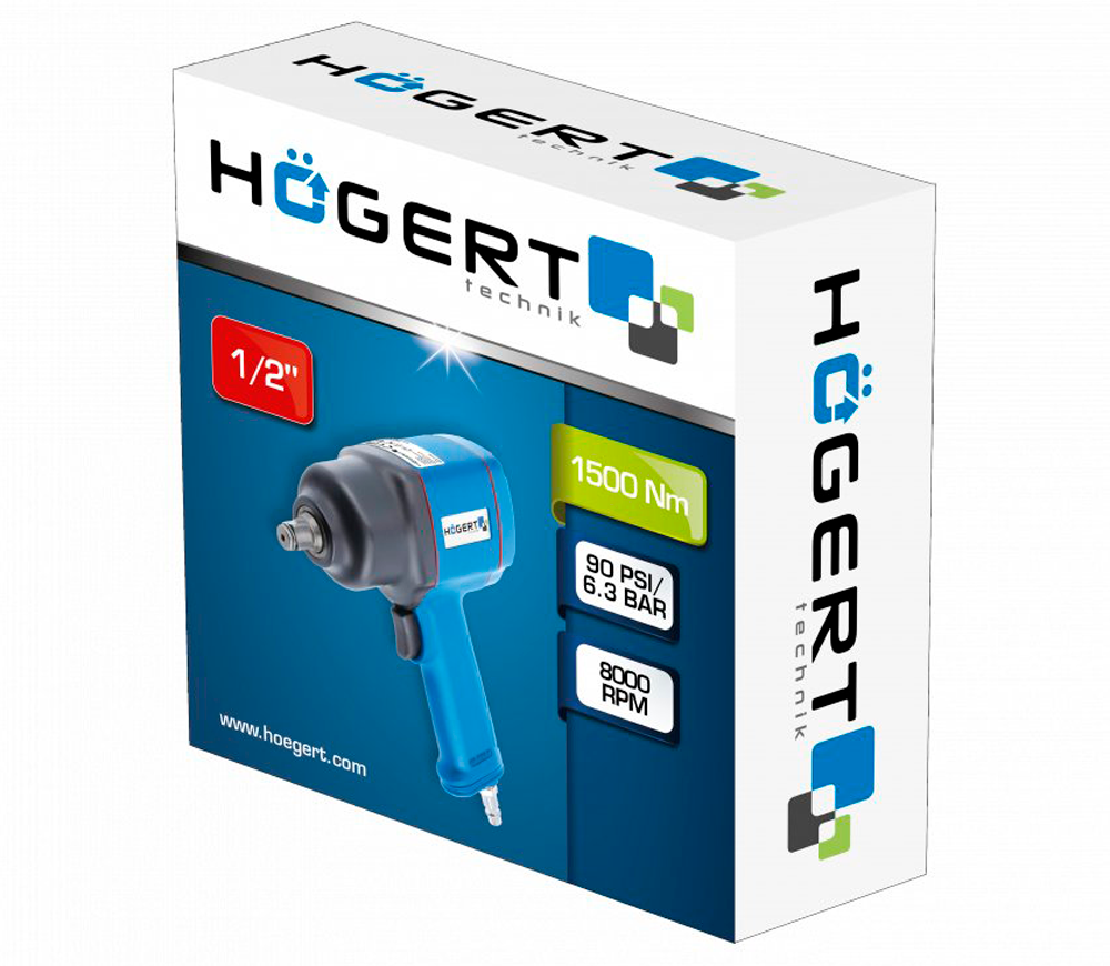 Пневматический ударный гайковерт HOEGERT HT4R623 1500Нм 8000об/мин-3
