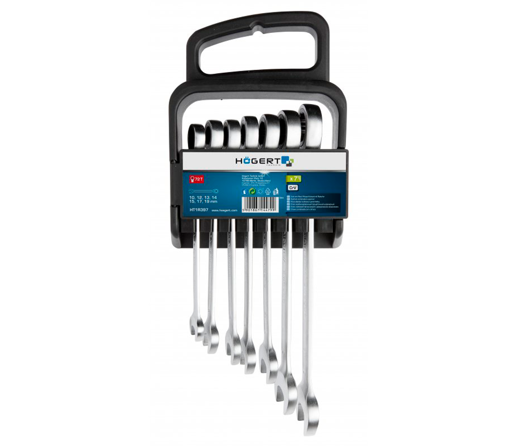 Set de chei combinate cu clichet HOEGERT HT1R397 10-19mm