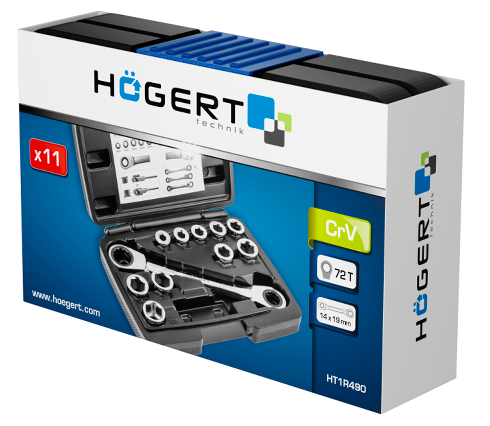 Накидной ключ c насадками HOEGERT HT1R490 8-19мм-4
