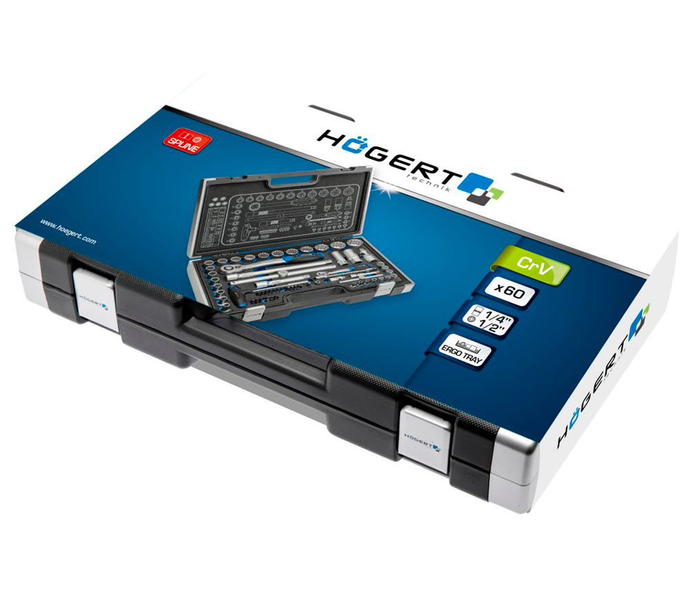 Набор 60шт головки торцевые HOEGERT HT1R470 5-32 мм-3
