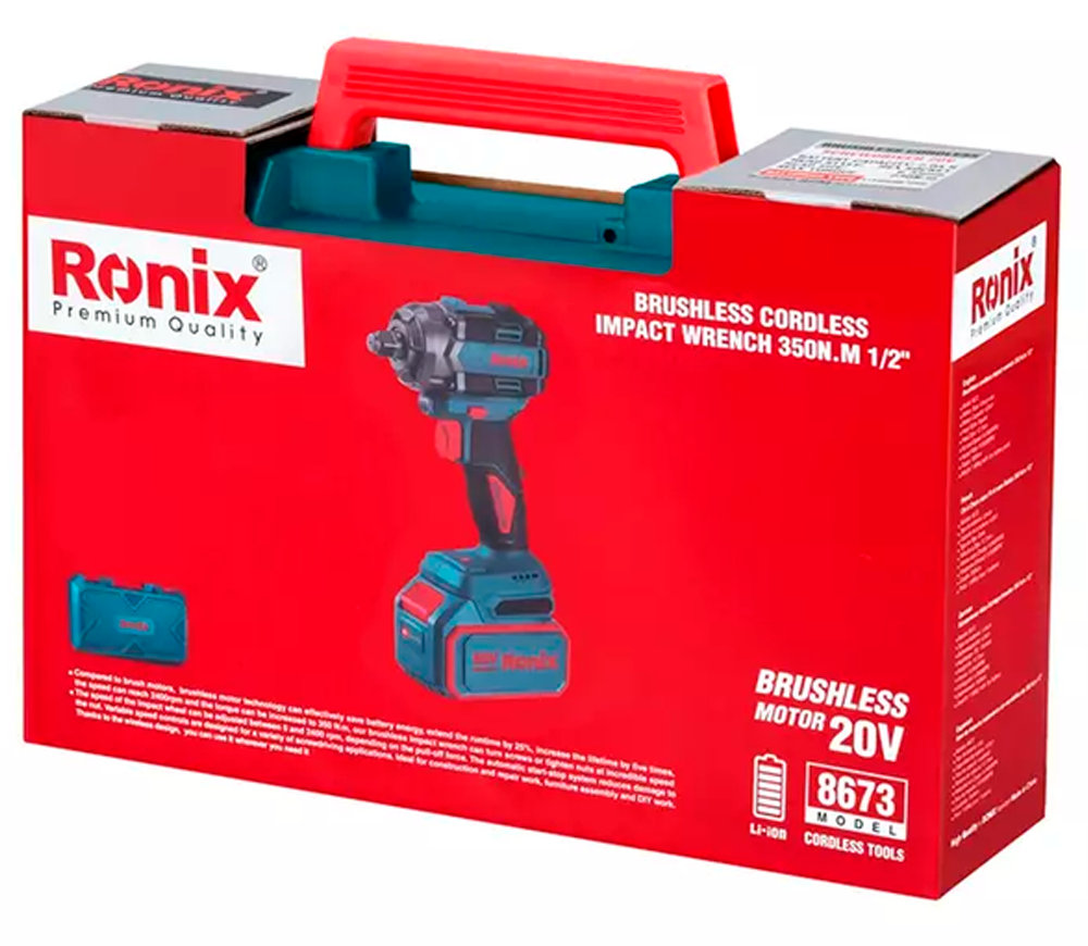 Гайковерт аккумуляторный RONIX 8673 20В 4Ач 500Нм-13