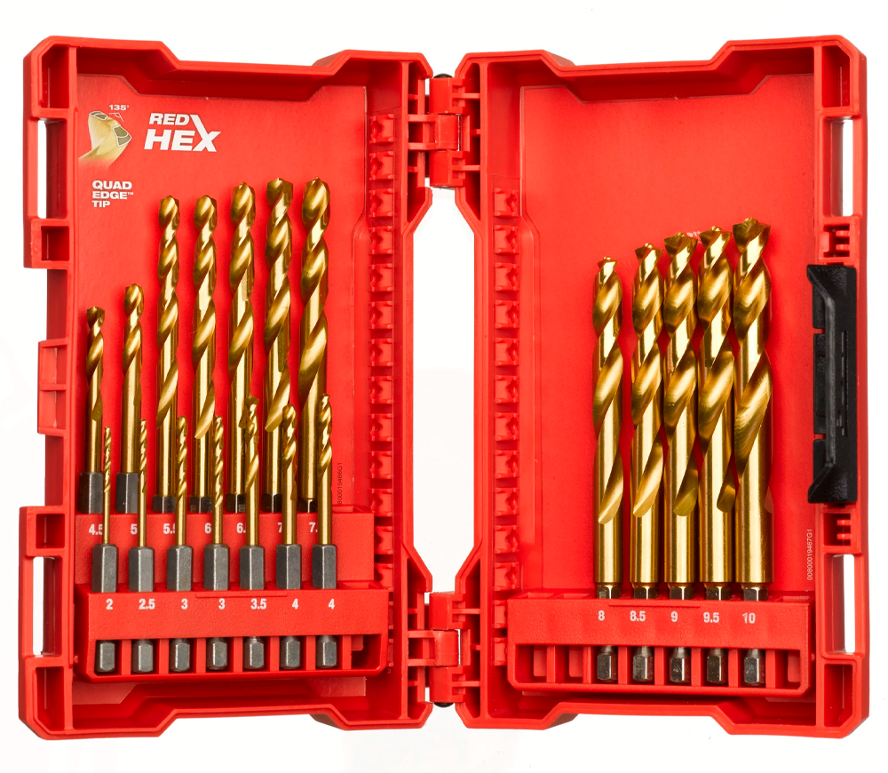 Set burghiuri pe metal MILWAUKEE SHOCKWAVE RED HEX 2-10mm HSS-TIN