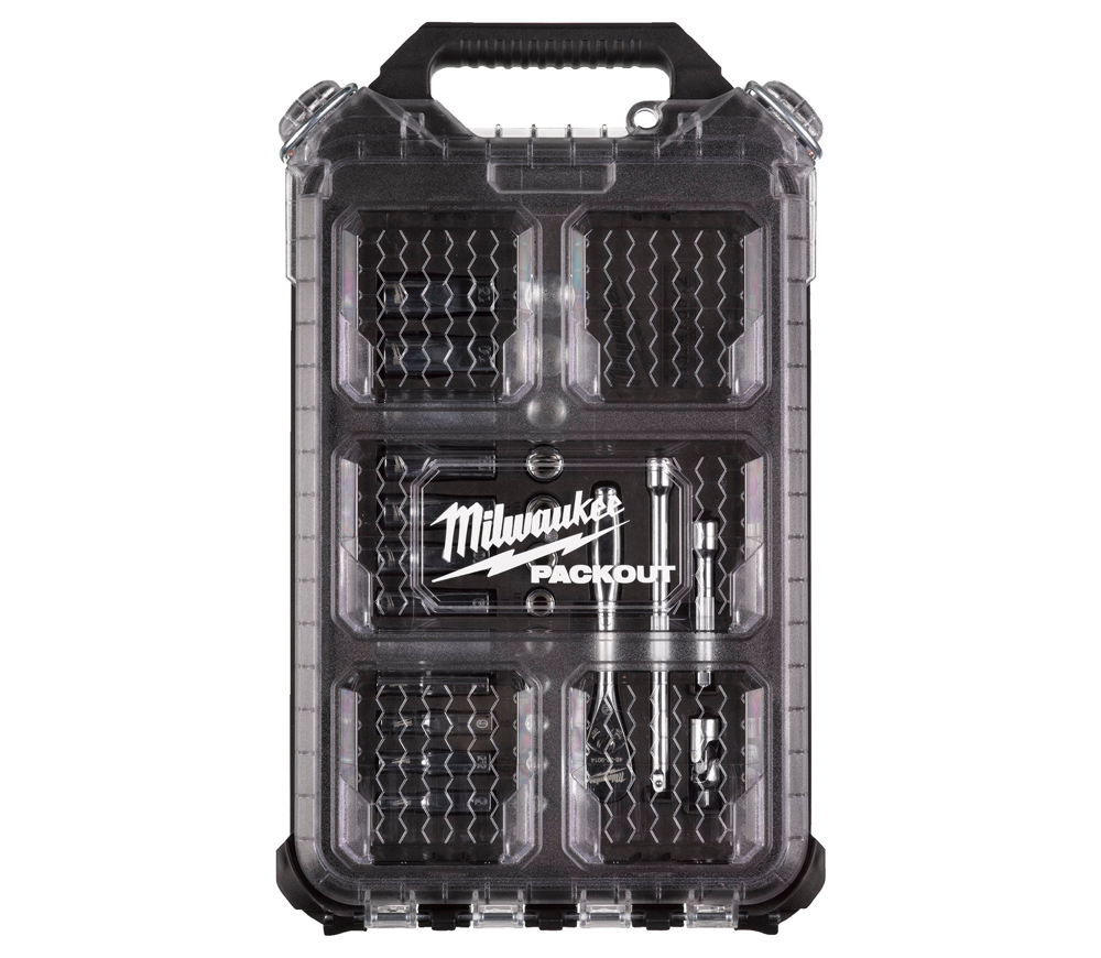 Set 32 buc. cu cap de soclu + clichet 3/8" MILWAUKEE Socket PACKOUT Set6-19 mm-3
