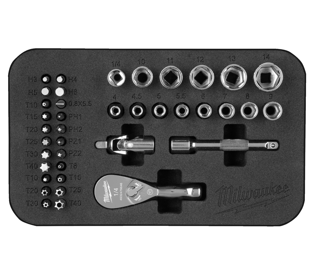 Set duze tubulare și biți 39 buc. MILWAUKEE Compact Ratchet Set 4-14 mm-4