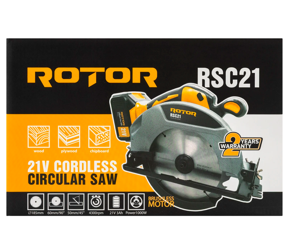 Дисковая пила аккумуляторная ROTOR RSC21 185мм 21В 3Ач-9