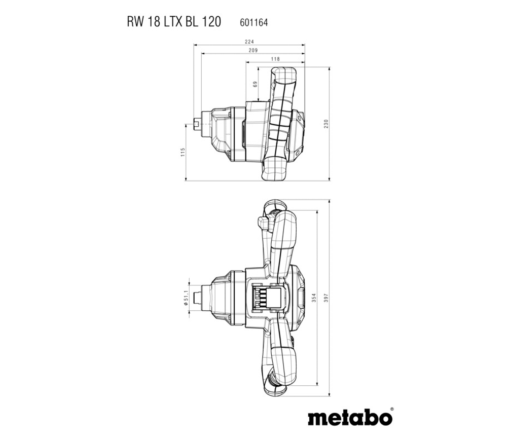 Миксер строительный  аккумуляторный (без АКБ) METABO RW18 LTX Bl 120 18В-7