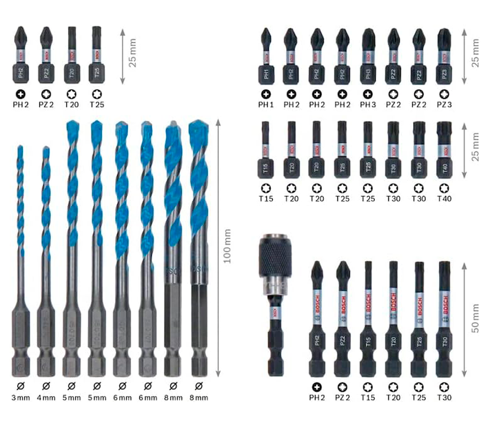 Set burghiuri și biți universal BOSCH Impact Control 3-8mm Oțel-3