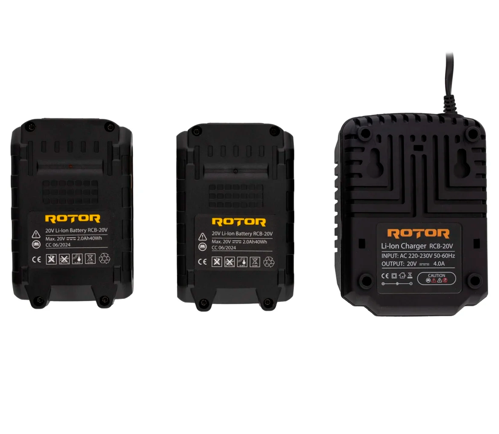 Încărcător cu 2 acumulatoare ROTOR RCB-20V 18V 2A-2