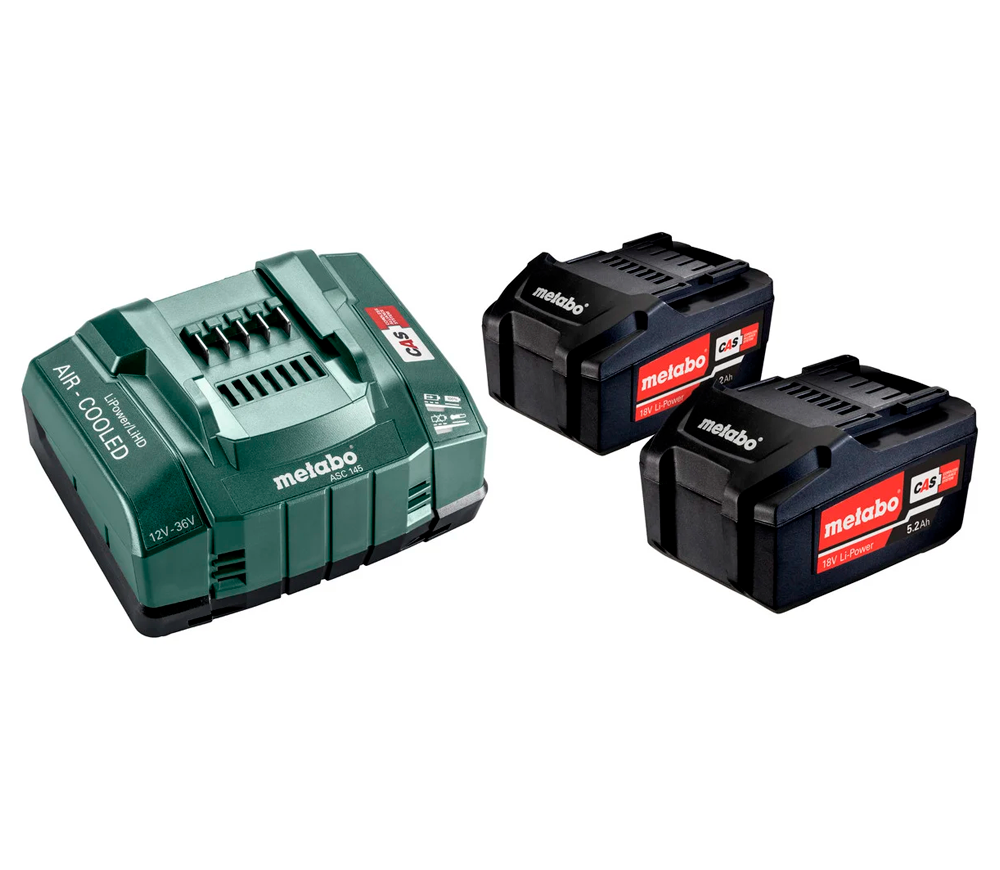 Încărcător cu 2 acumulatoare METABO Basic Set 2 x 5.2 Ah 18V 3A