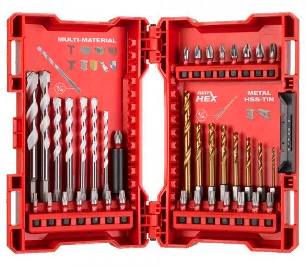 Set burghiuri și biți MILWAUKEE Shockwave Red HEX 2-10mm HSS-G