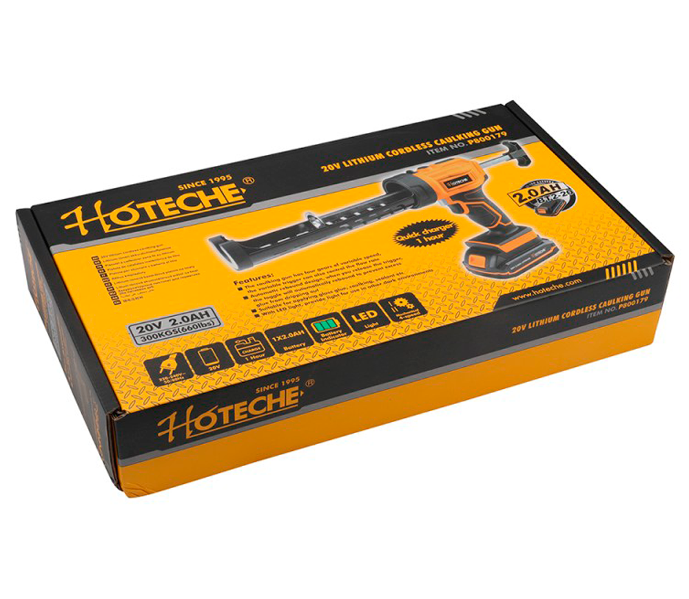 Пистолет для герметика аккумуляторный 20V 2Ah HOTECHE P800179  295бар-2