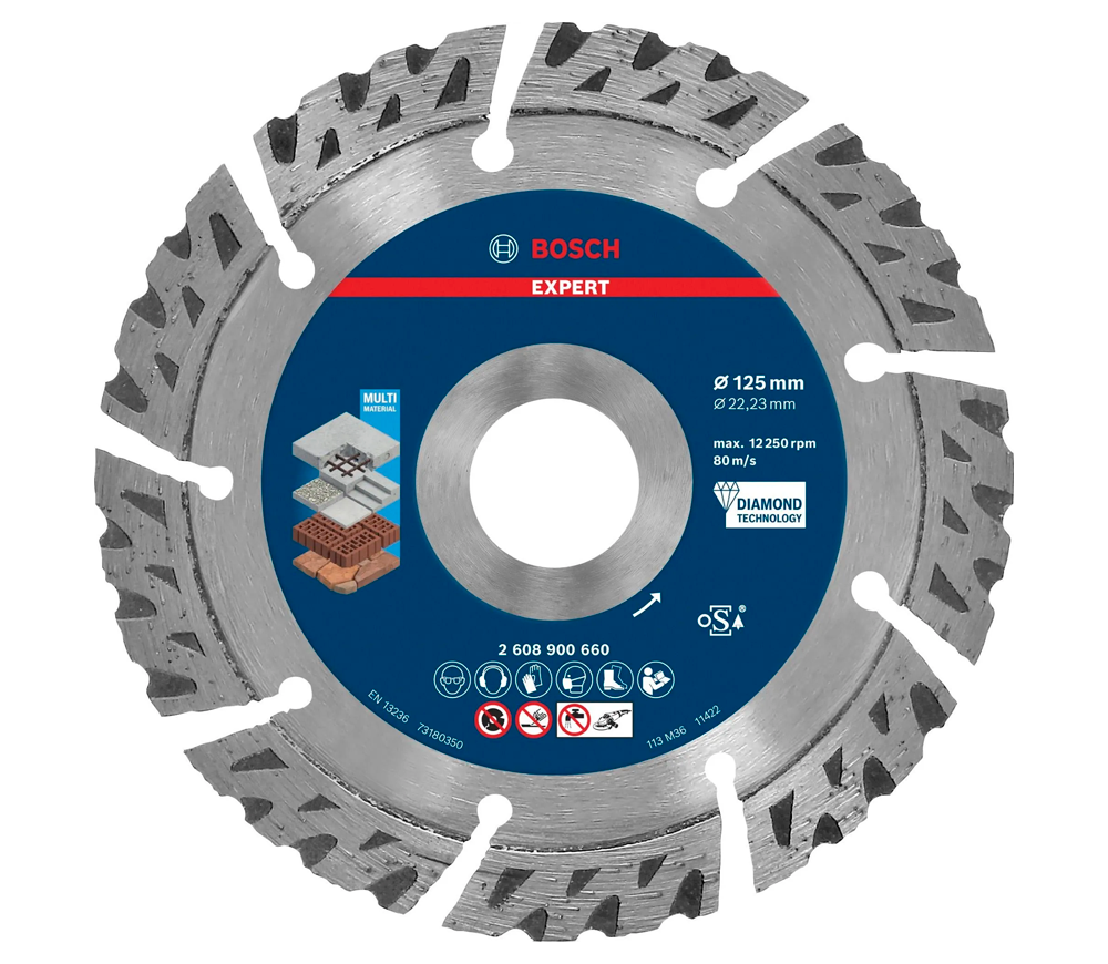 Disc de tăiat cu diamant BOSCH EXPERT MultiMaterial 125mm Segmentat Beton/Piatră/Cărămidă