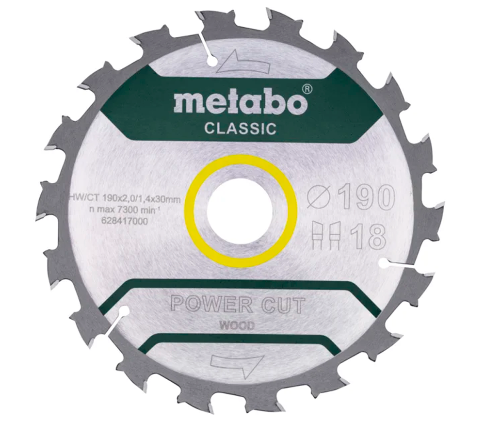 Disc pentru fierastrau electric METABO Power CUT 190x30 Z18 WZ 5 190mm 1.4mm Lemn