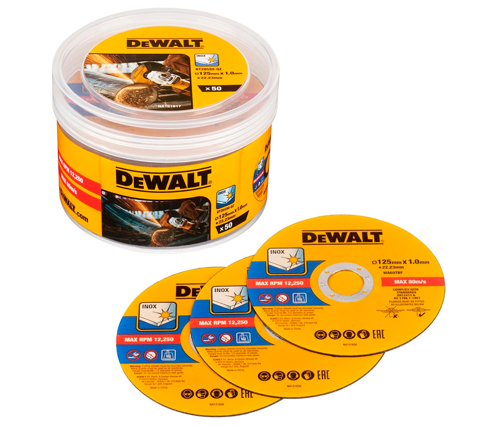 Set 50 discuri de tăiere metal DEWALT DT20598-QZ 125mm 1mm