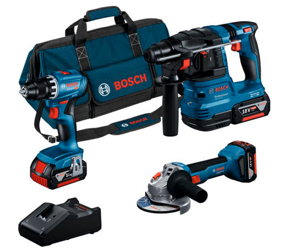 Set de unelte cu acumulator BOSCH Professional 18V (GBH + GWS + GSR)