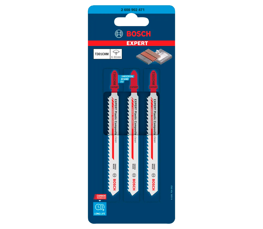 Набор полотен для лобзика BOSCH EXPERT T 301 CHM 117мм Пластик/Композит-2