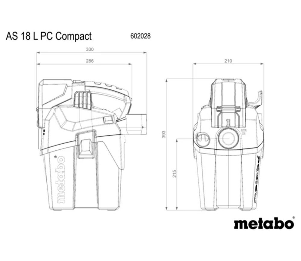 Пылесос промышленный 18В METABO AS 18 L PC Compact (Solo) 120мбар 6л-3