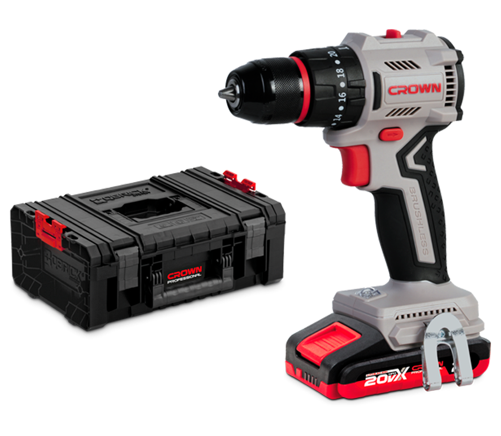 Mașină de înșurubat cu percuție cu acum. CROWN CT21145HMX-2 IMC 20V 2Ah