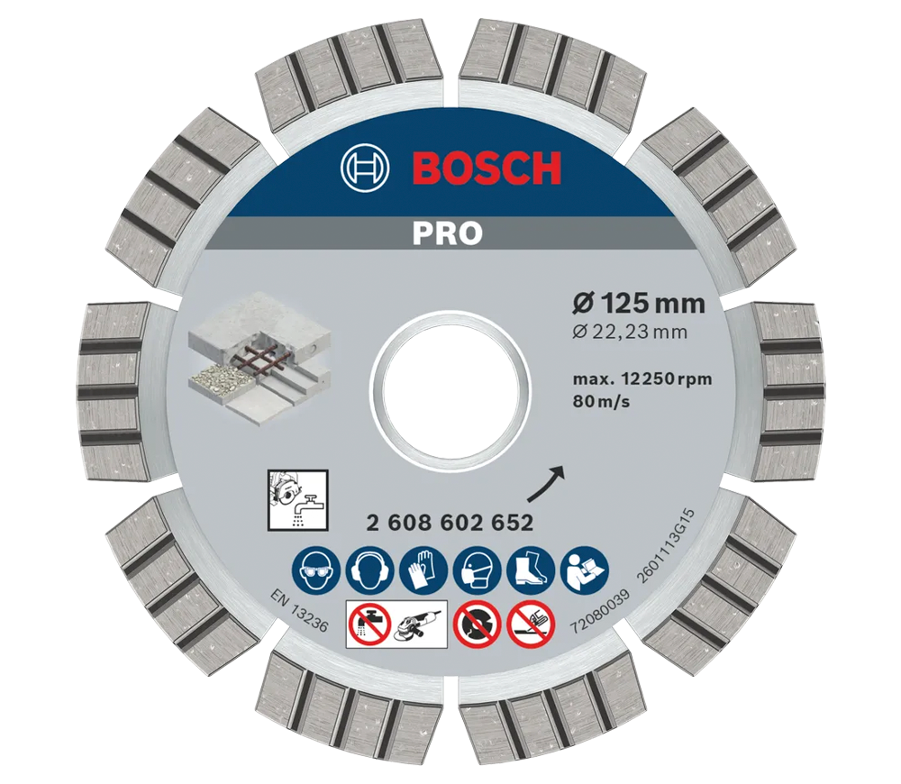 Disc de tăiat cu diamant BOSCH Best for Concrete 125mm Segmentat Beton/Cărămidă