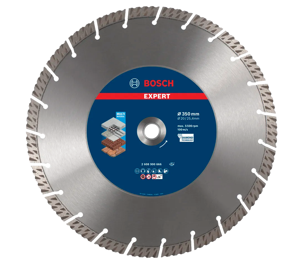 Disc de tăiat cu diamant BOSCH EXPERT MultiMaterial 350mm Segmentat Beton/Piatră/Cărămidă