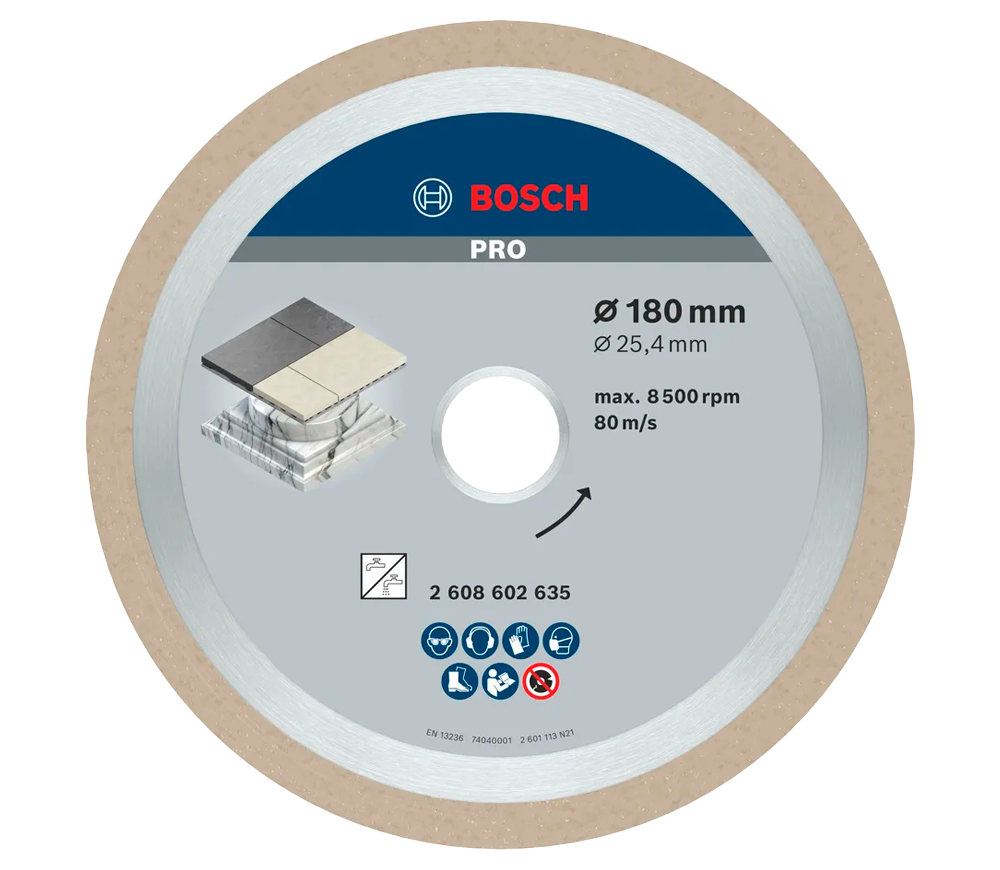 Disc de tăiat cu diamant BOSCH Best for Ceramic 180mm Solid Ceramică/Marmura/Granit