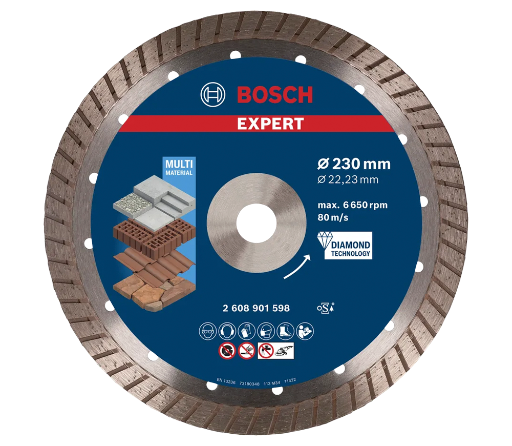 Disc de tăiat cu diamant BOSCH EXPERT MultiMaterial 230 Turbo Beton/Piatră/Cărămidă