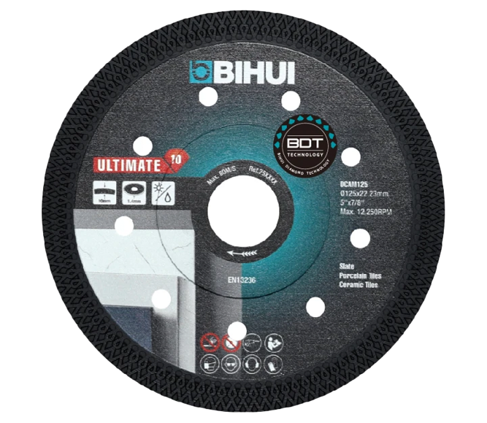 Disc de tăiat cu diamant BIHUI Ultimate DCAM125 125mm Turbo Ceramică/Marmura/Granit