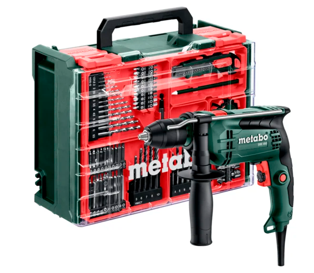 Mașină de găurit cu percutie METABO SBE 650 Set 650w