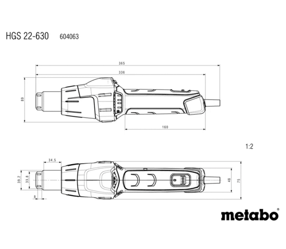 Фен строительный METABO HGS 22-630 2200вт 630°C-3