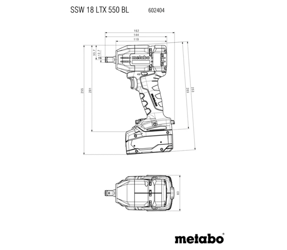 Mașină de înșurubat cu impact cu acumulator METABO SSW 18 LTX 550 BL 18V 4Ah 840Nm-7