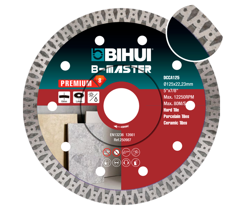 Disc de tăiat cu diamant BIHUI DCCA125 125mm Turbo Ceramică/Marmura/Granit