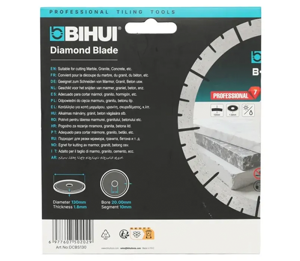 Disc de tăiat cu diamant BIHUI DCBS130 130mm Segmentat Ceramică/Marmura/Granit-3