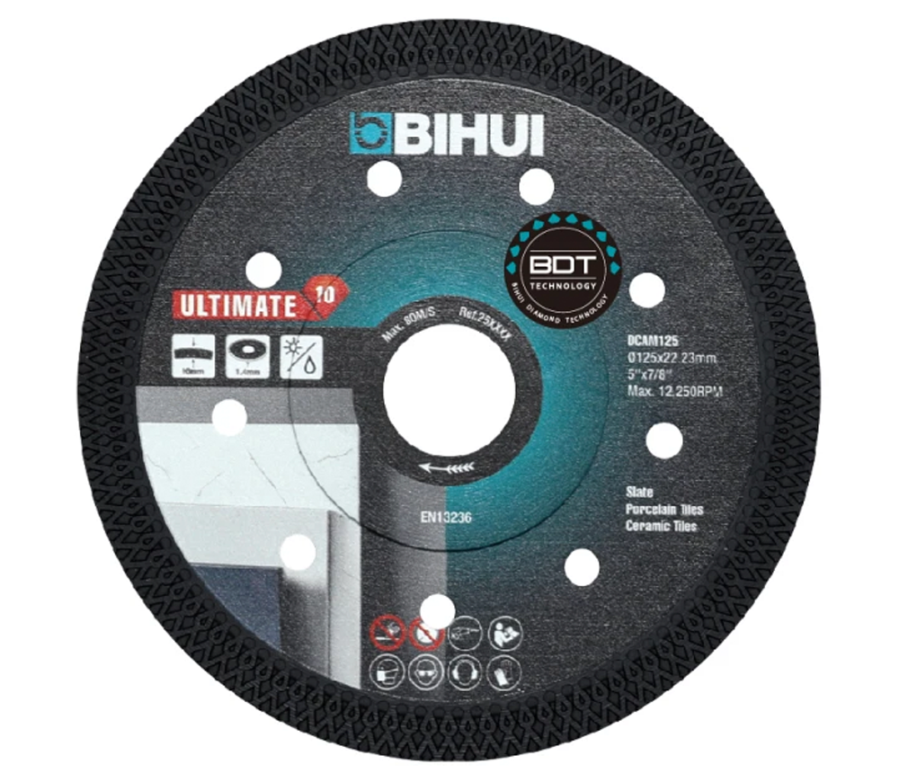 Disc de tăiat cu diamant BIHUI Ultimate Mesh DCAM115 115mm Turbo Ceramică/Marmura/Granit