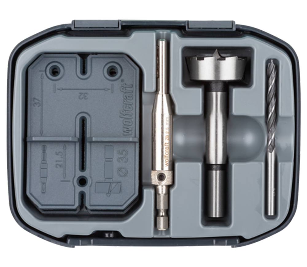 Set instalare balamale Wolfcraft 4656000 5/35mm Oțel-2