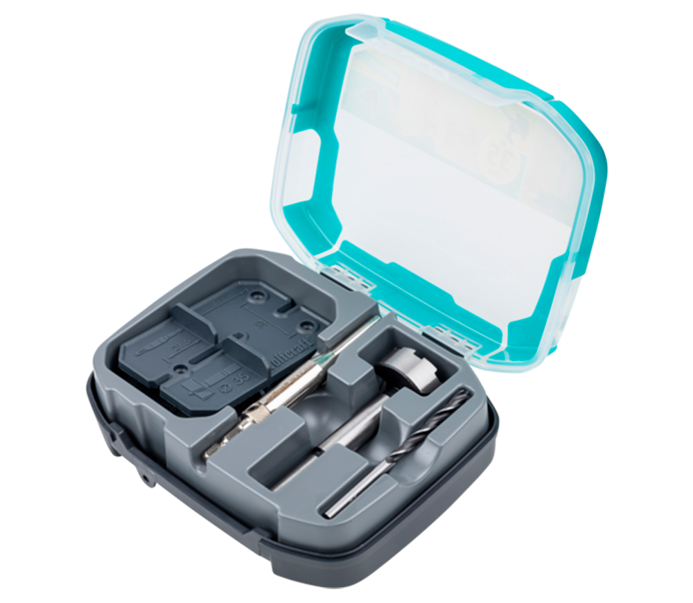 Set instalare balamale Wolfcraft 4656000 5/35mm Oțel