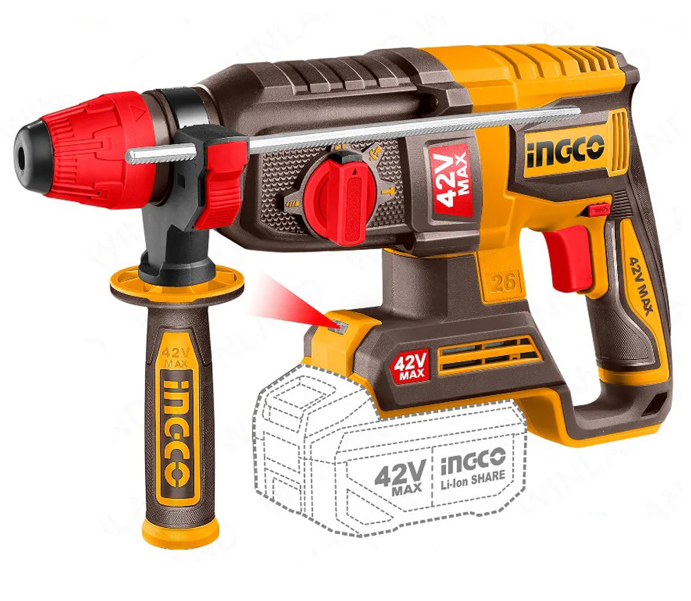 Ciocan rotopercutor cu acumulator INGCO CRHLI422682 2.5J 42V 2.5Ah