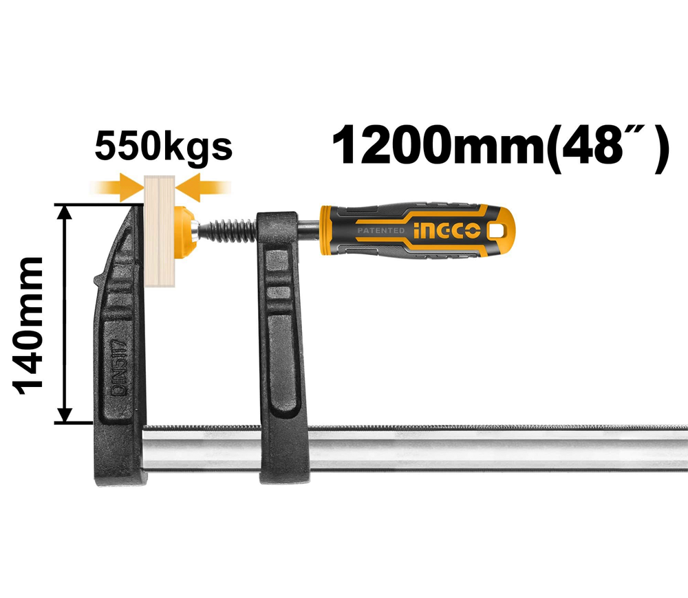 Clemă de fixare INGCO HFC021401 Forma-F 140mm 1200mm-2