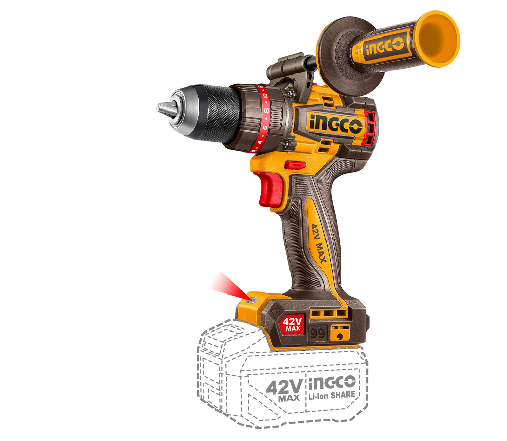 Mașină de înșurubat cu percuție cu acum. INGCO CIDLI429982 42V 2Ah