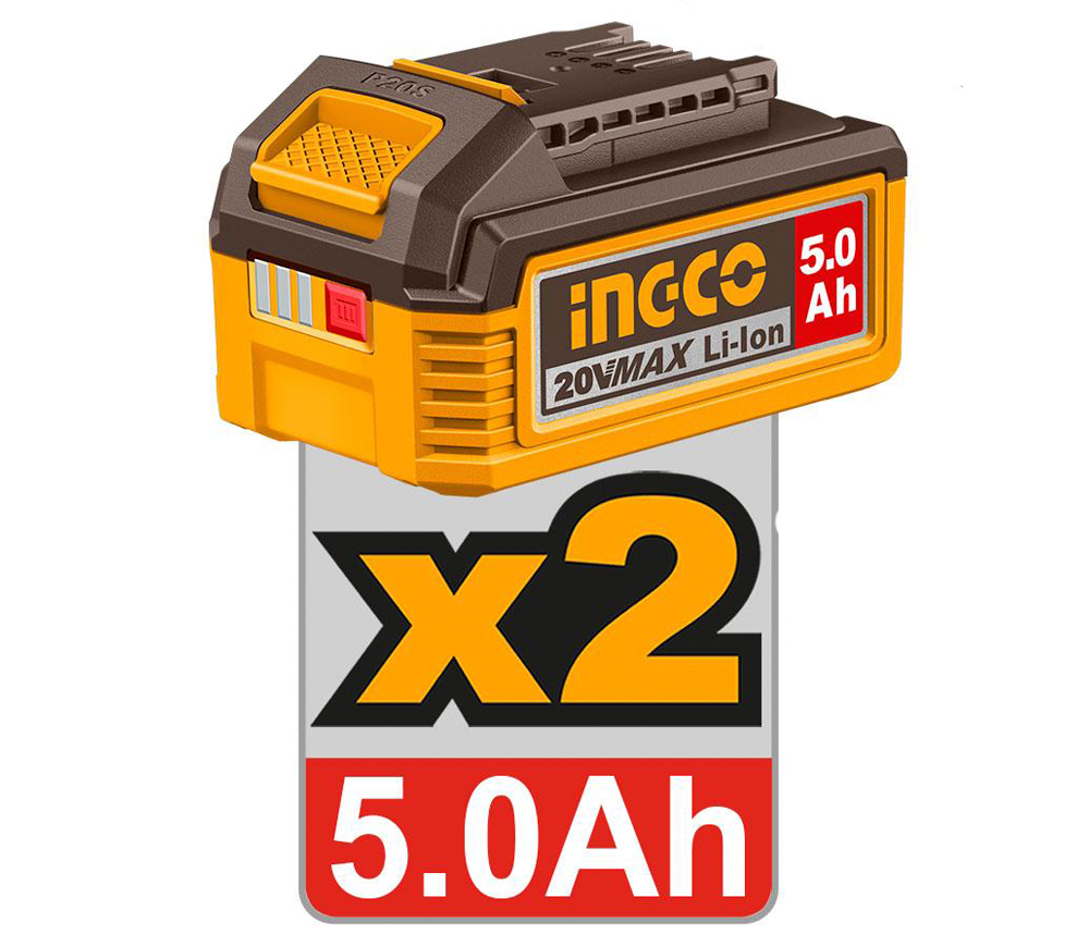 Mașină de înșurubat cu percuție cu acum. INGCO CIDLI201668 20V 5Ah-7