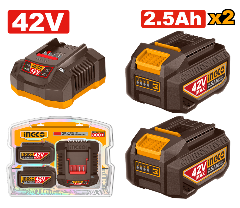 Încărcător cu 2 acumulatoare INGCO FBCPM25221 90w 42V 2A