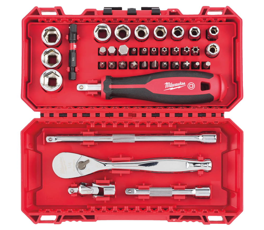 Set 38 piese 1/4" Clichet, Antrenor și Tubulare Milwaukee 4932498381