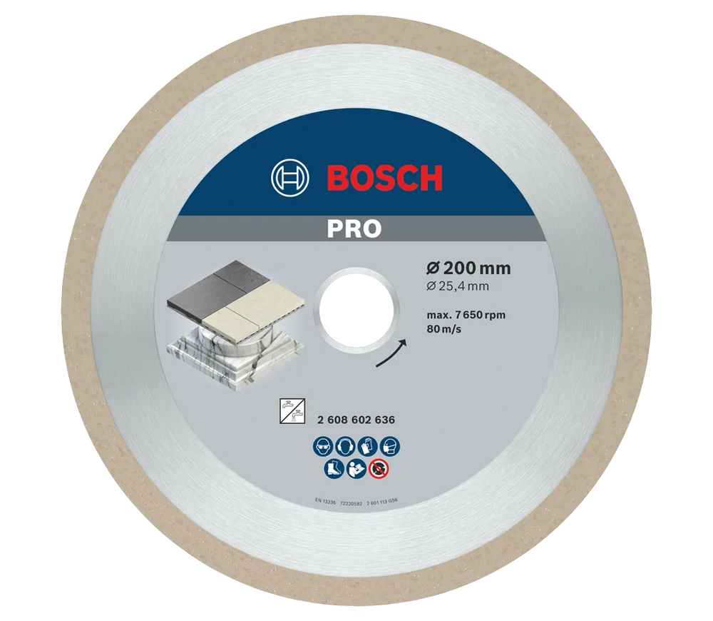 Disc de tăiat cu diamant BOSCH PRO Ceramic 200mm Solid Ceramică/Porțelan/Marmură